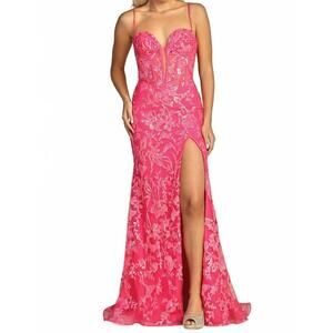 NEW LET'S SEE STYLE corset dress in fushia